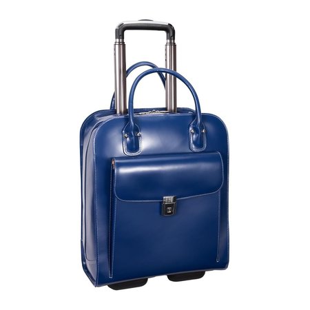 MCKLEINUSA McKlein 97697 15.6 in. Uptown Leather Vertical Wheeled Ladies Briefcase; Navy - 13.5 x 6 x 16 in. 97697